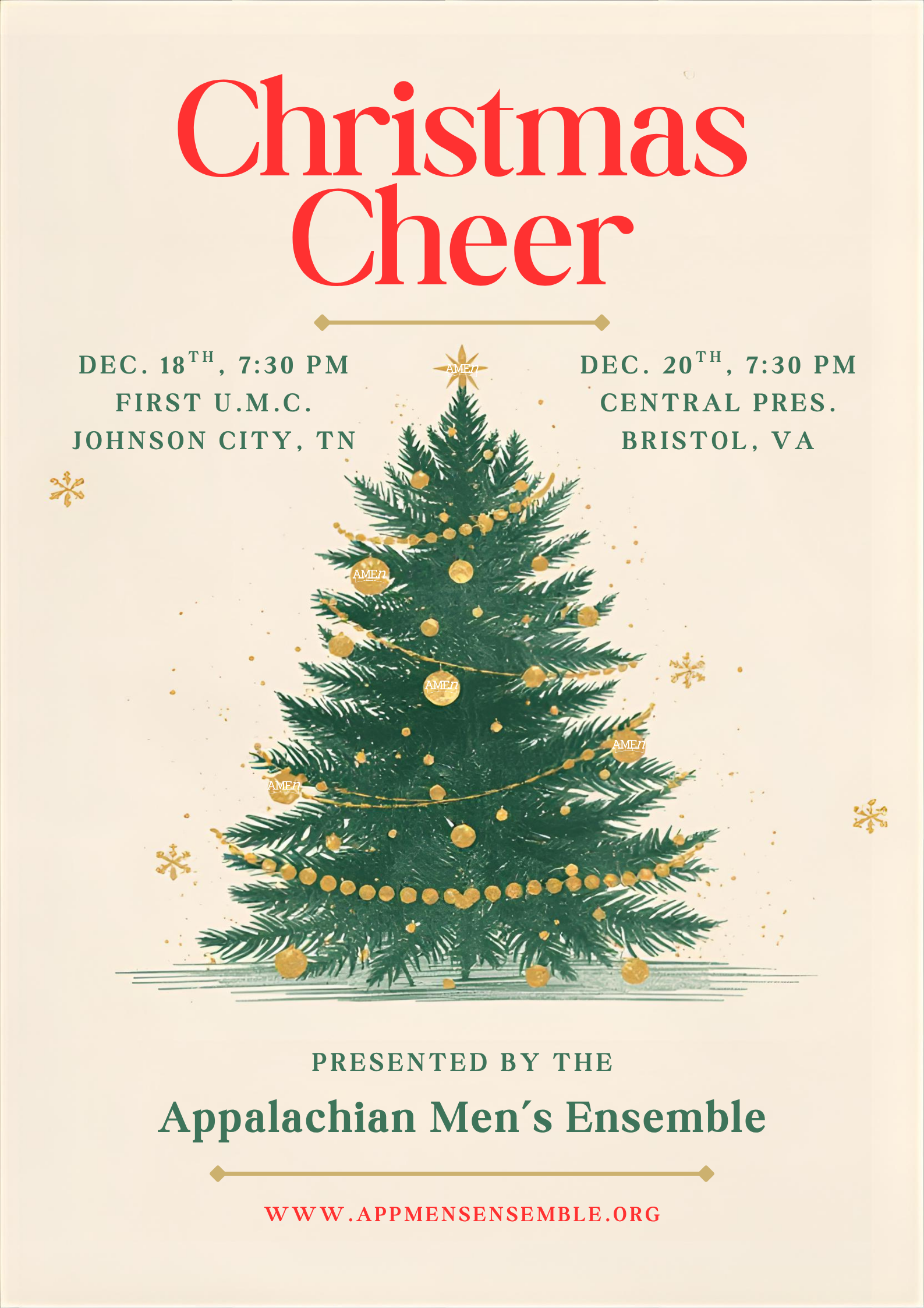 Christmas Cheer Concert Poster - Cream Background